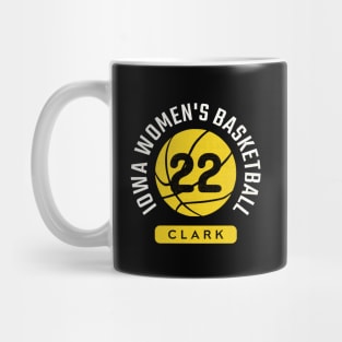 Caitlin Clark Iowa Women's Basketball Yellow Distressed Jersey Number 22 Cool and Cute Circular Design BASKETBALL-9 Mug